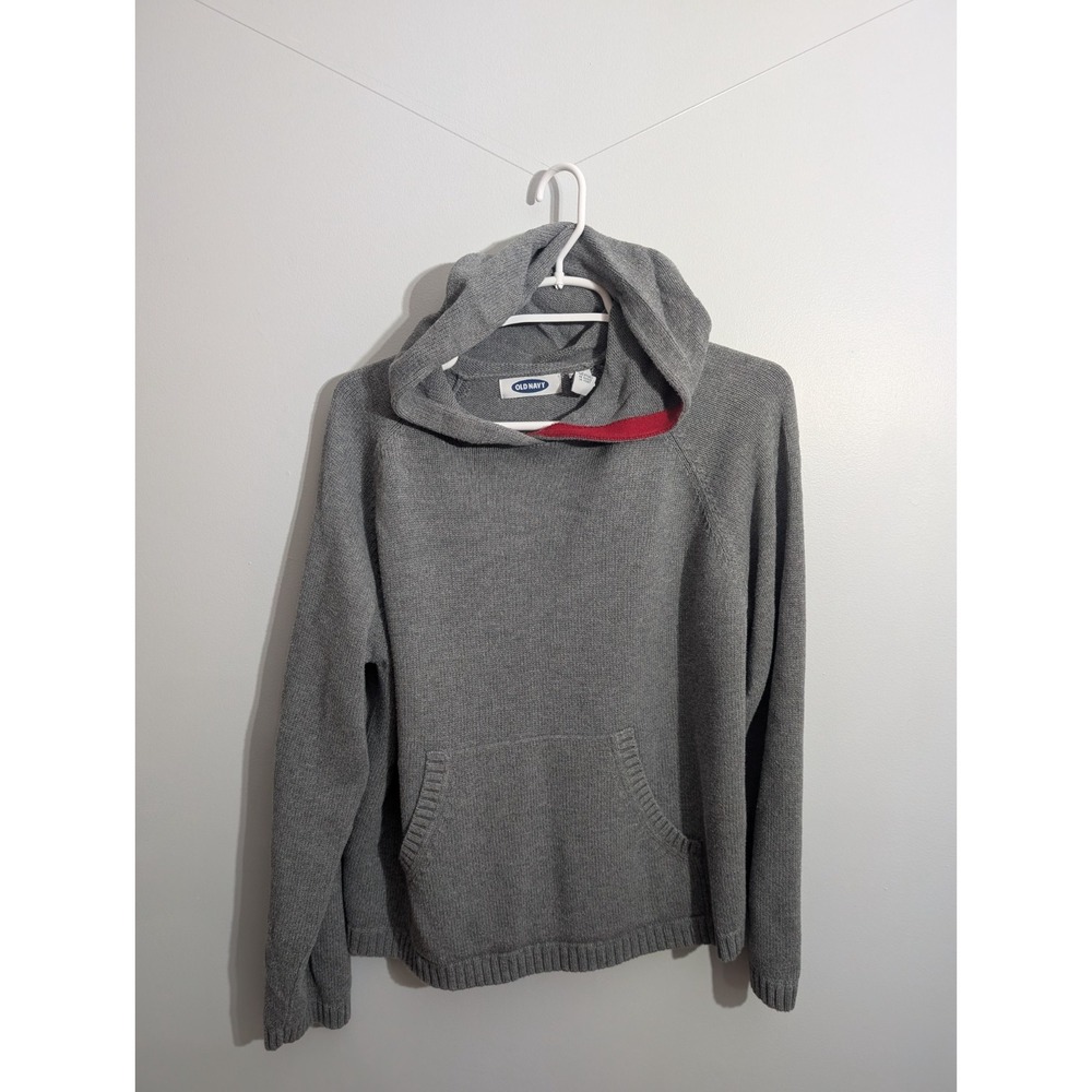 Z1 Vintage Old Navy Sweater women's XL Gray Cotton Knitted Round Neck Striped
